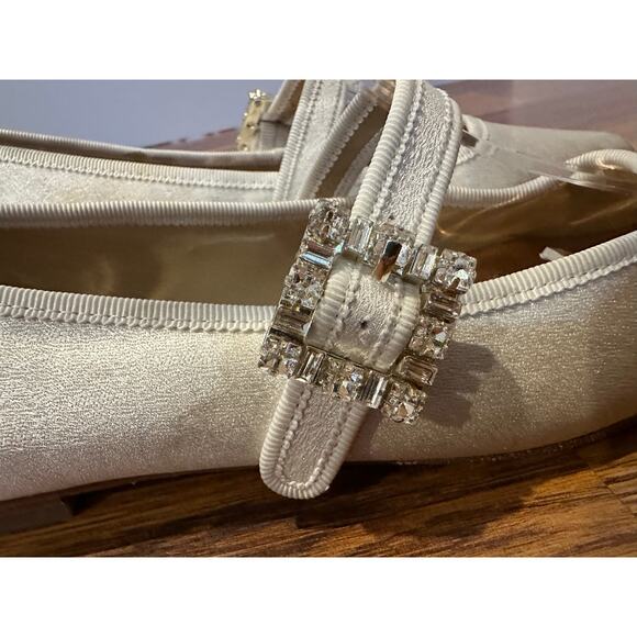 Badgley Mischka Collection Women's Brystol Mary Jane Flat – Ivory Satin – Size 5 - Picture 10 of 10